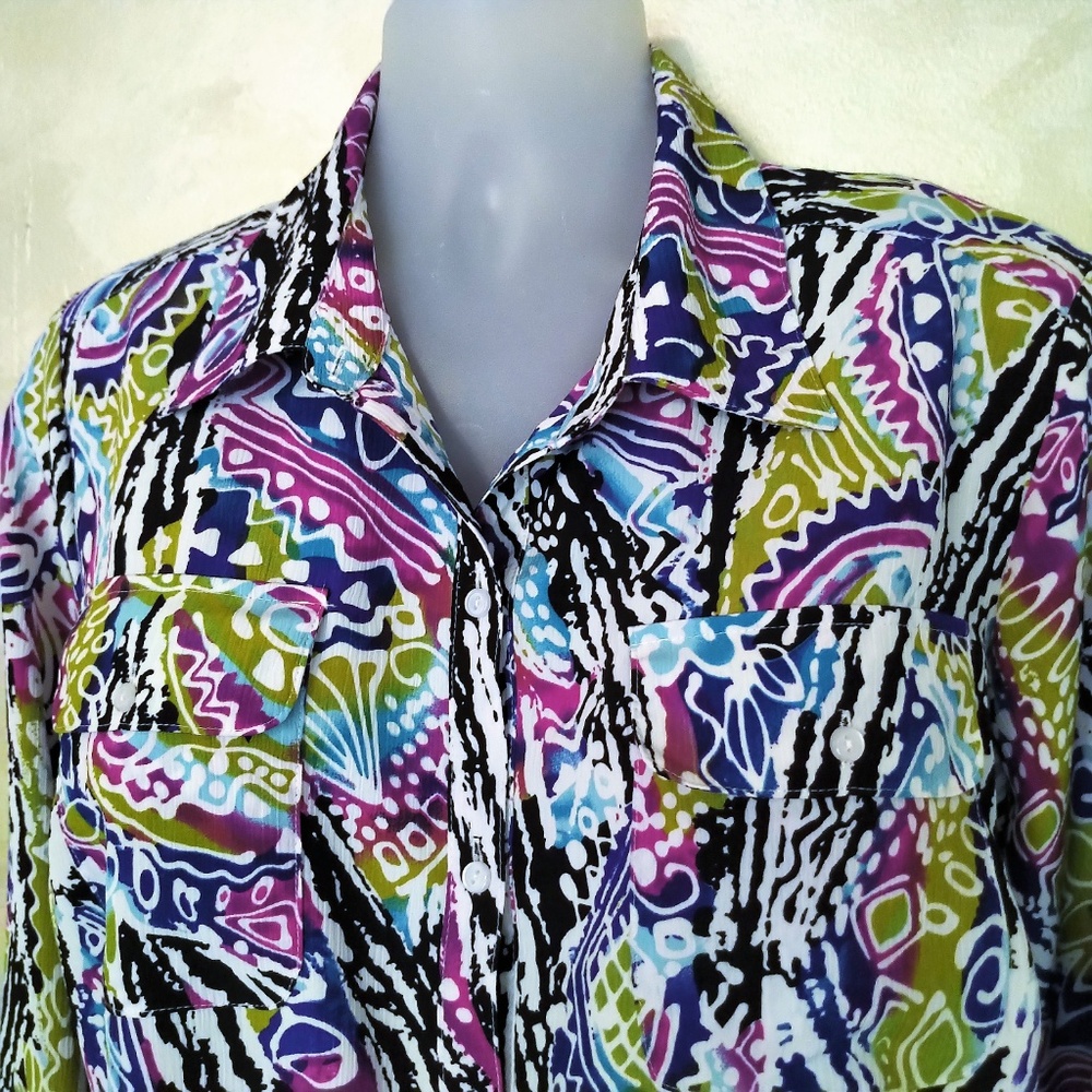 Kim Rogers Roll Sleeve Blouse Like New 2X - Picture 2 of 5